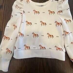 Janie and Jack Cream Horse Pattern Sweatshirt